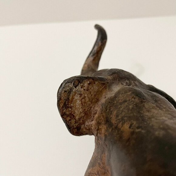 Vintage Elephant Trunk Up Metal Figurine 6 Inch Long Figure Flaws - Picture 9 of 16